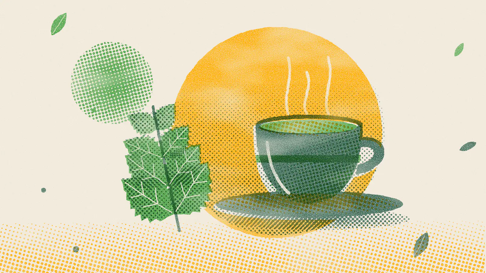 Risograph-style illustration: Nettle Tea Benefits: Nutrients, Uses and Side Effects