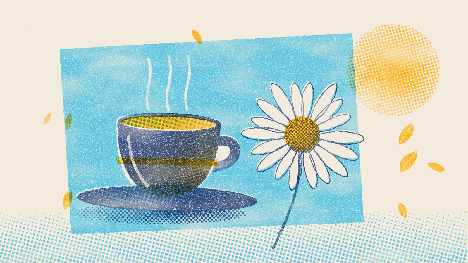 Risograph-style illustration: Pine Needle Tea Benefits: Immunity, Antioxidants and Taste