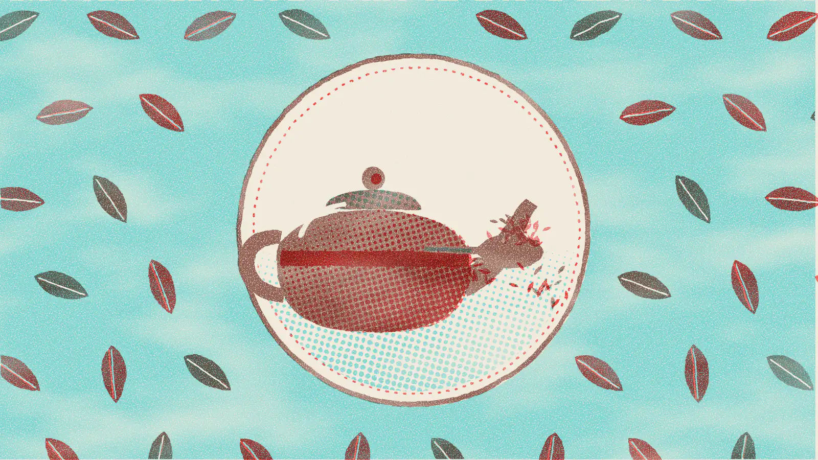 Risograph-style illustration: Types of Black Tea: Varieties, Origins and Flavors