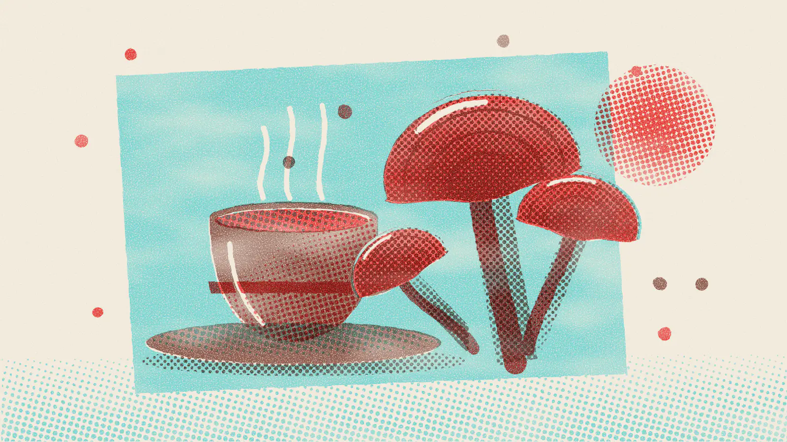 Risograph-style illustration: What Are Herbal Adaptogen Teas? A Beginner's Guide