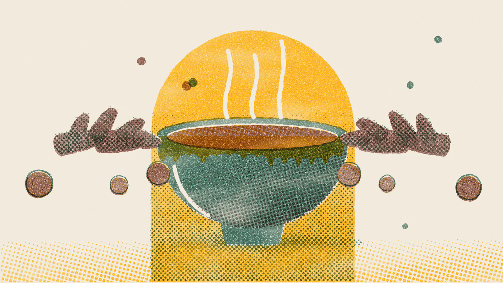 Risograph-style illustration: What Is Kava Tea? Benefits, Taste, Effects and Safety