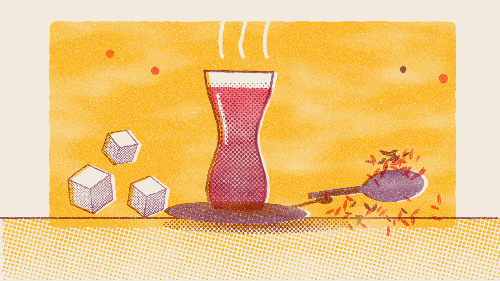 Risograph-style illustration: What Is Special About Turkish Tea? A Complete Guide