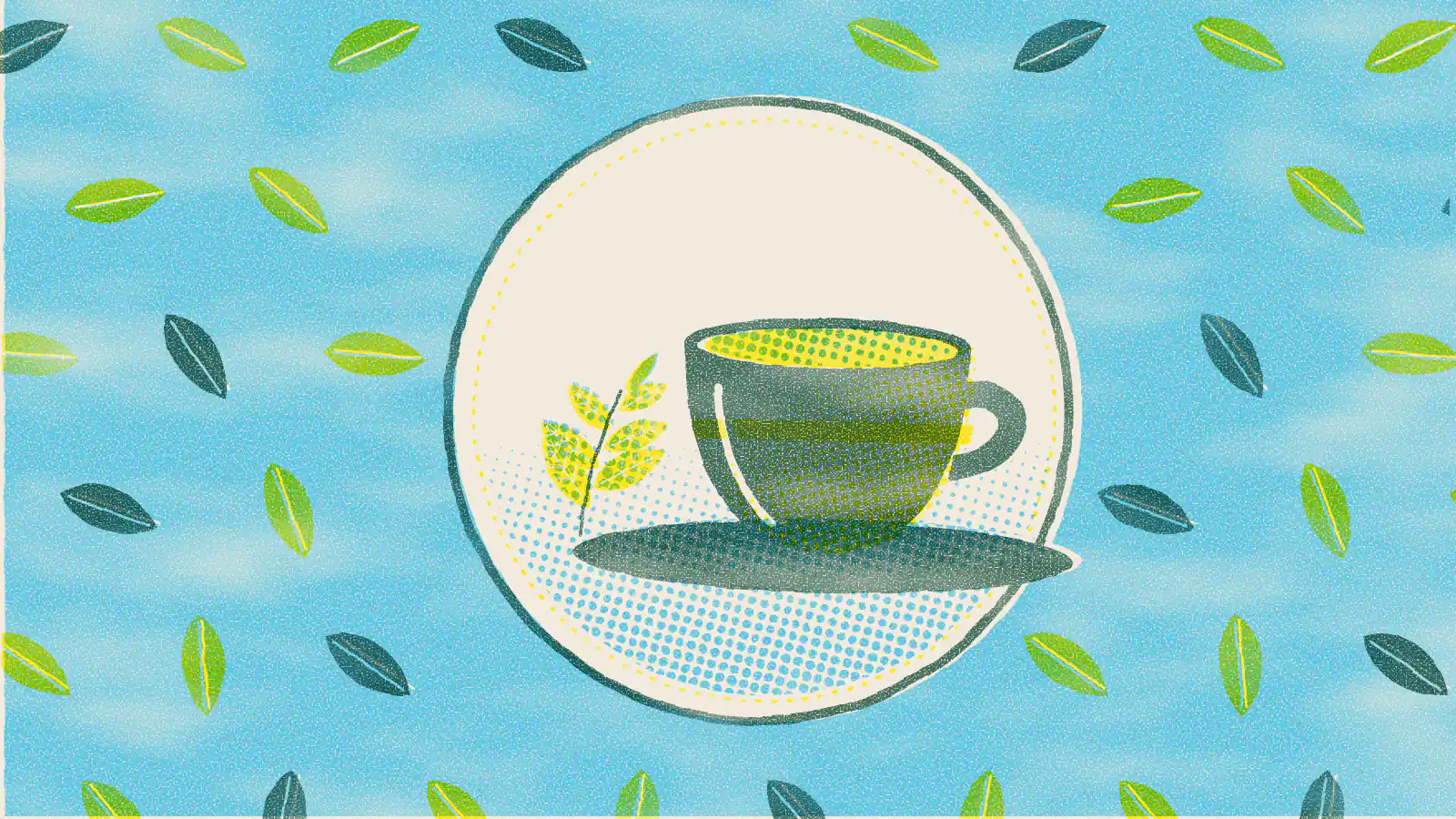 Risograph-style illustration: What Is Yellow Tea? Types, Benefits and How to Make It