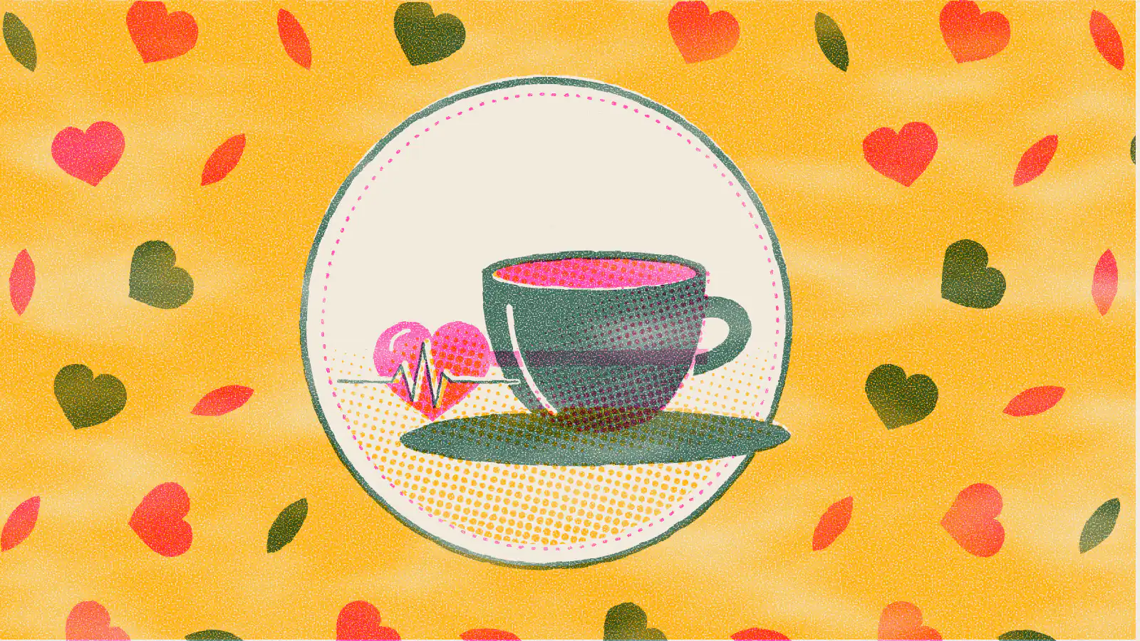 Risograph-style illustration: What Tea Is Good for Heart Palpitations?