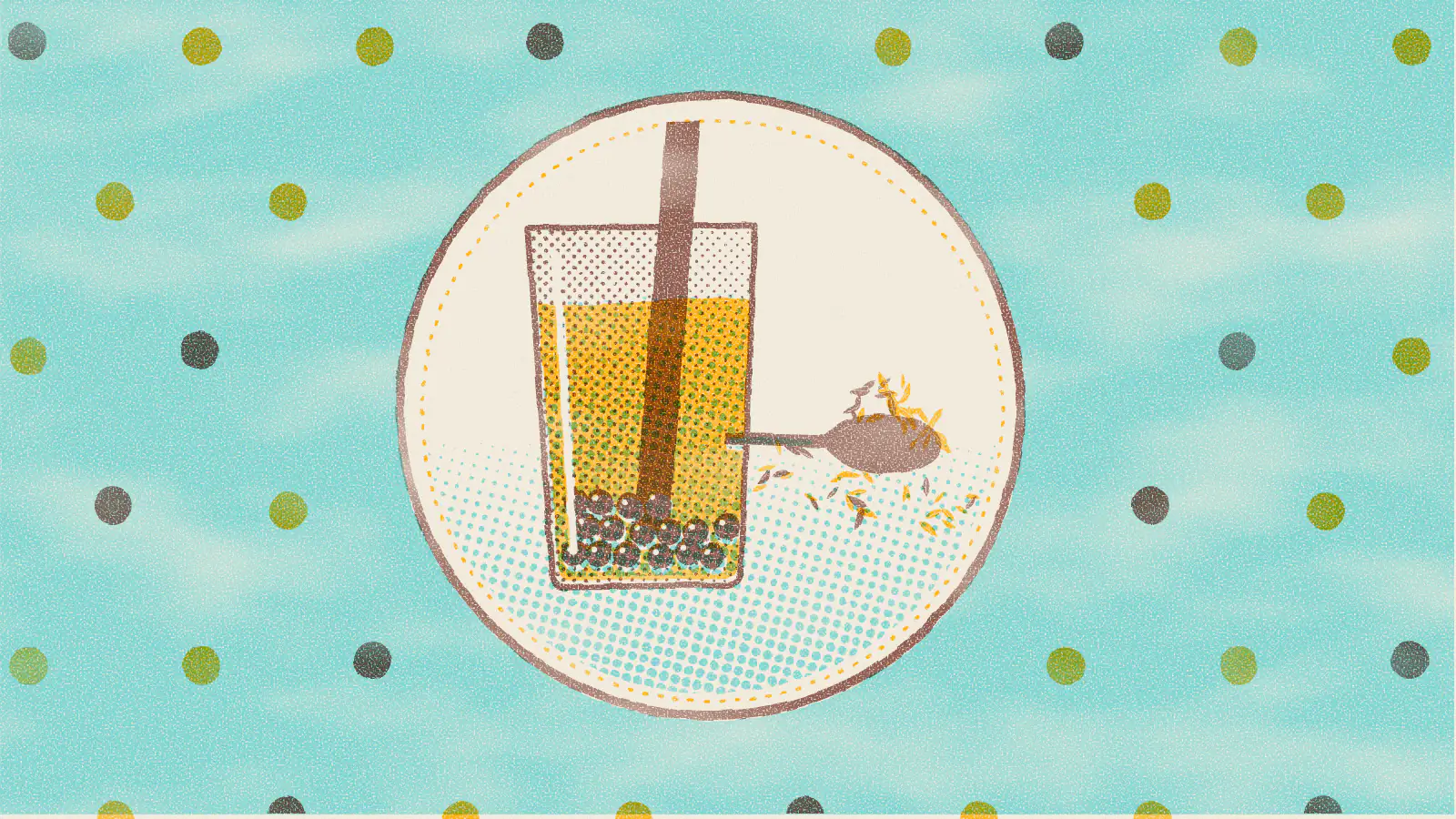 Risograph-style illustration: What You Don't Know About Bubble Tea