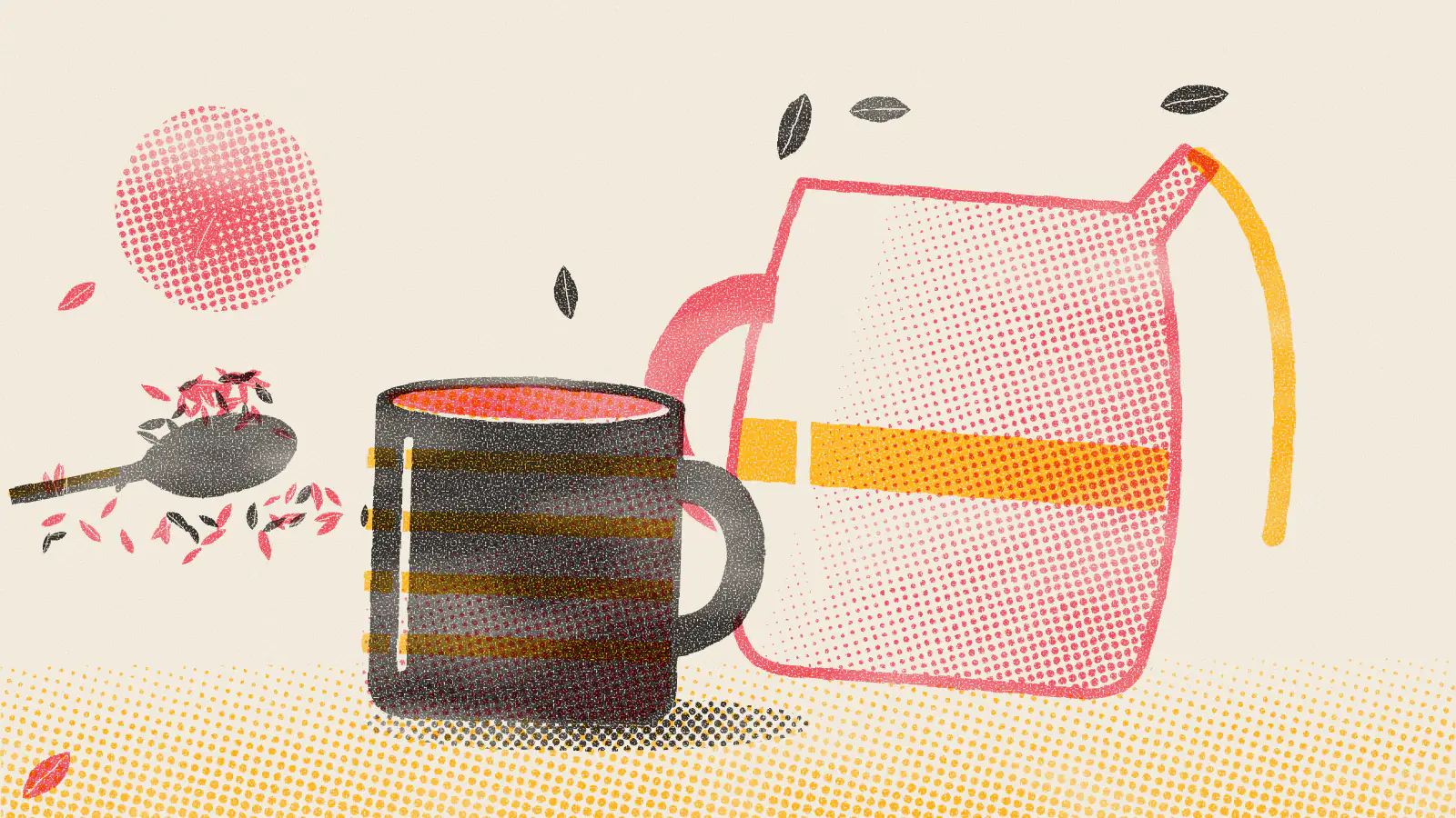 Risograph-style illustration: What Is Assam Milk Tea? Flavor, Benefits and How to Brew